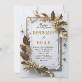 goldene Typografie-Blattschneezeit Einladung