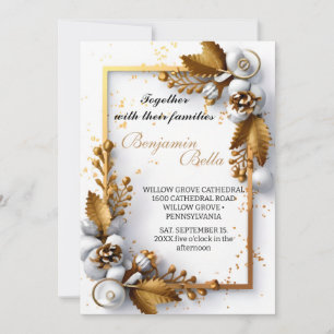 goldene Typografie-Blattschneezeit Einladung