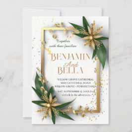 goldene Typografie-Blattschneezeit Einladung