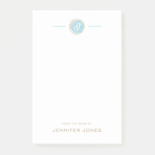 Goldene Typografie Blaue Wasserfarbe Monogramm Nam Post-it Klebezettel