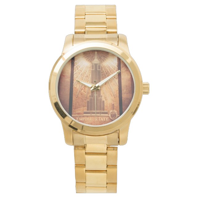 Goldene Uhr mit Empire State Emblem (Vorderseite)