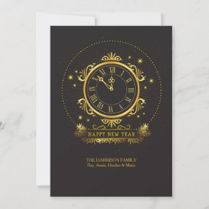 Goldene Uhr Weihnachtskarte Feiertagskarte