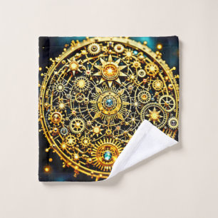 Goldene Uhrwerks-Himmels-Kunst Badhandtuch Set