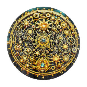 Goldene Uhrwerks-Himmels-Kunst Schneidebrett