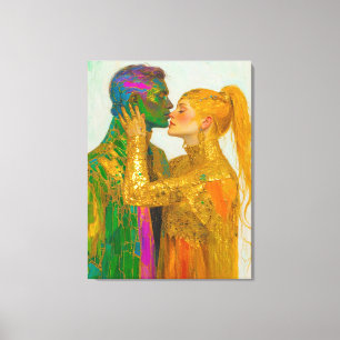 Goldene Umarmung – Mosaik der Liebe Leinwanddruck