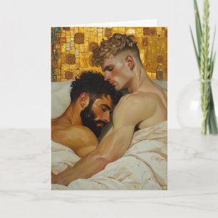 Goldene Umarmung zweier Männer Karte
