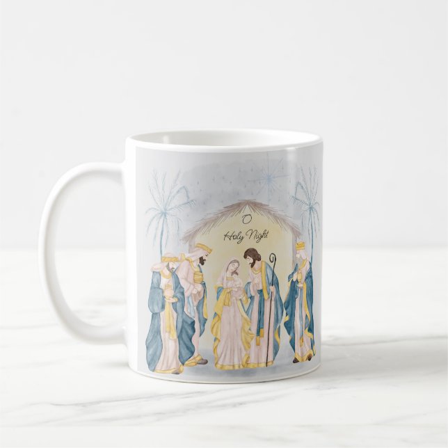 Goldene und blaue Krippe Kaffeetasse (Links)