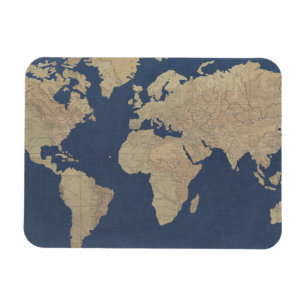 Goldene und blaue Weltkarte Magnet