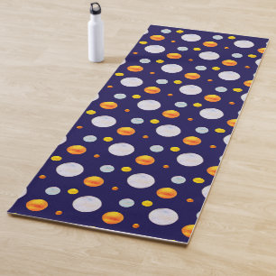 Goldene und hellblaue Tupfen auf Navyblau Yogamatte