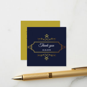 Goldene und marineblaue indische Stil-Einladung mi Begleitkarte