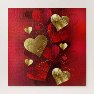 Goldene und rote Valentine