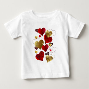 Goldene und rote Valentine Baby T-shirt