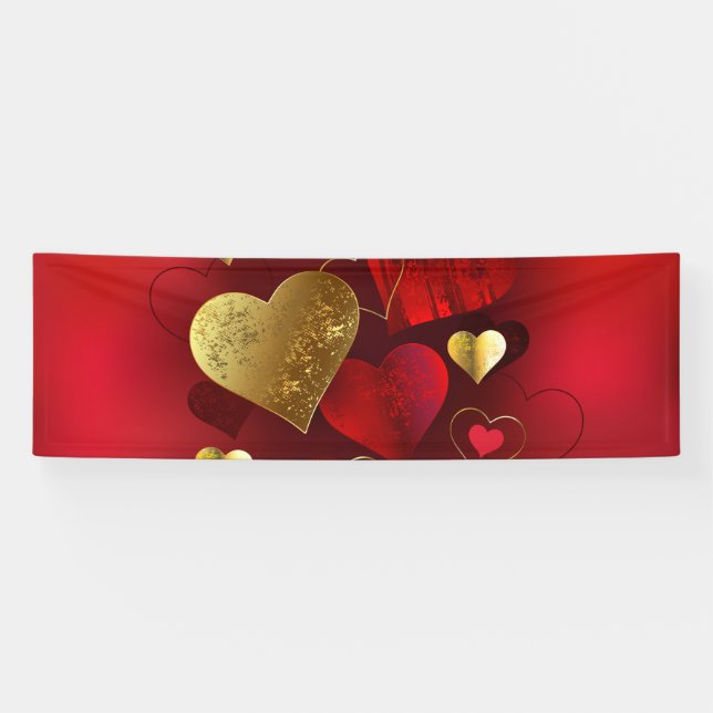 Goldene und rote Valentine Banner (Horizontal)