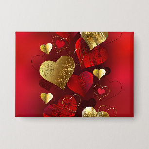 Goldene und rote Valentine Button