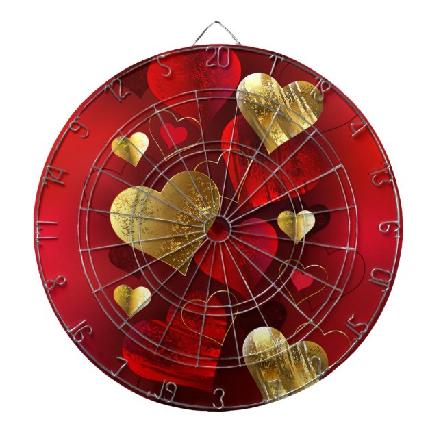 Goldene und rote Valentine Dartscheibe (vorne)