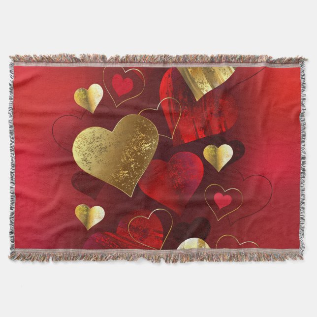 Goldene und rote Valentine Decke (Vorderseite)