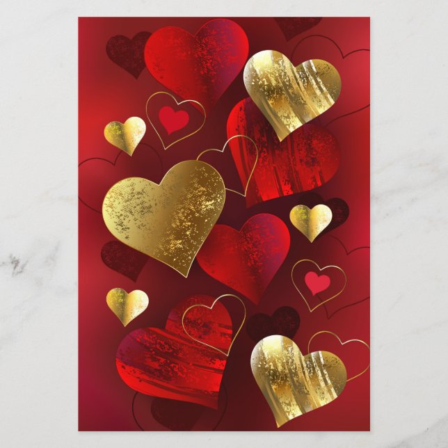 Goldene und rote Valentine Flyer (Vorne)