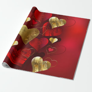 Goldene und rote Valentine Geschenkpapier