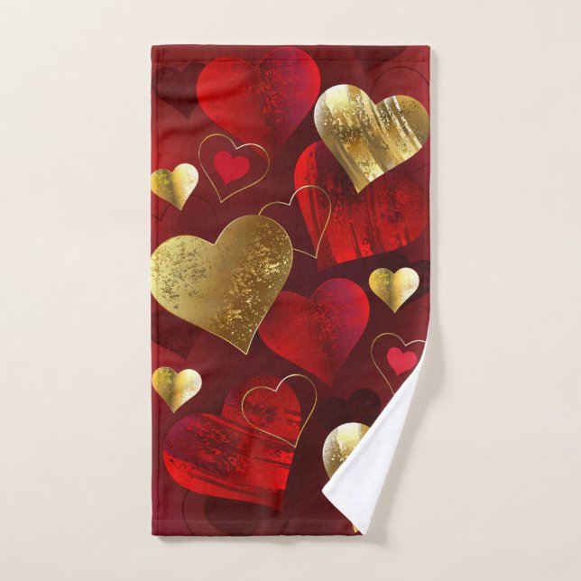 Goldene und rote Valentine Handtuch (Handtuch)