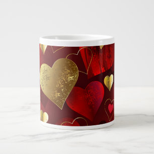 Goldene und rote Valentine Jumbo-Tasse