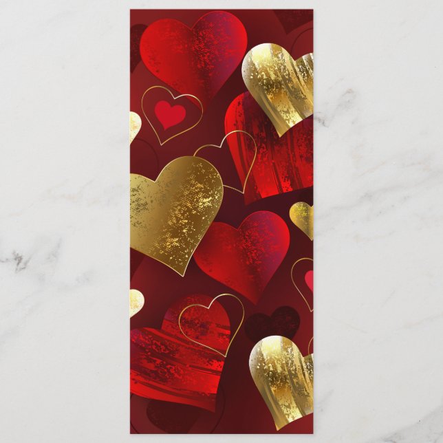 Goldene und rote Valentine Menükarte (Vorderseite)