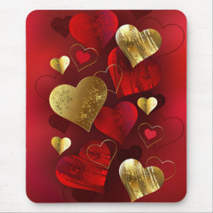 Goldene und rote Valentine Mousepad