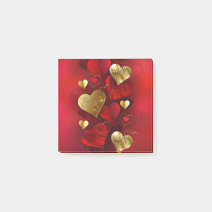 Goldene und rote Valentine Post-it Klebezettel