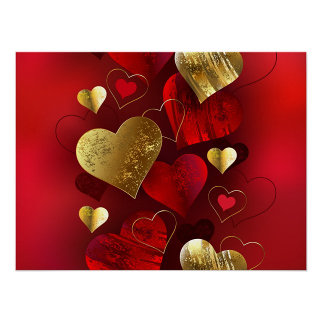 Goldene und rote Valentine Poster (Vorderseite)