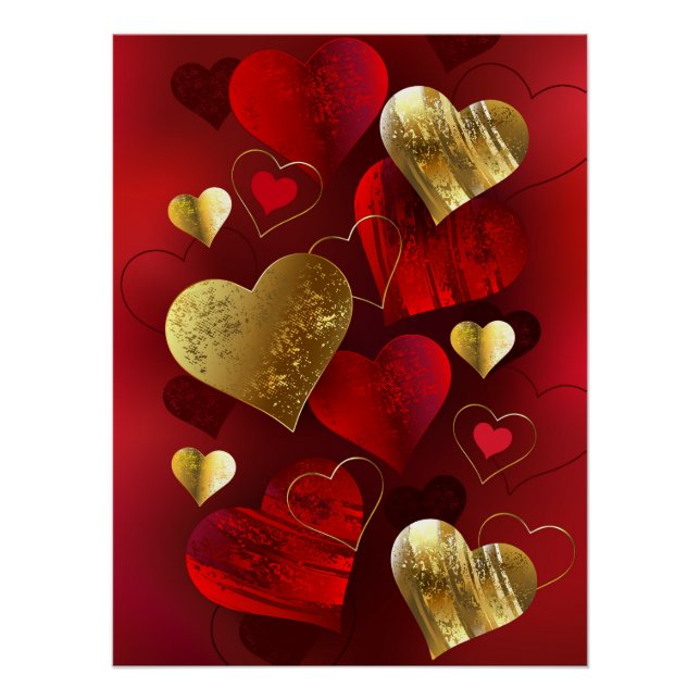 Goldene und rote Valentine Poster (Vorderseite)