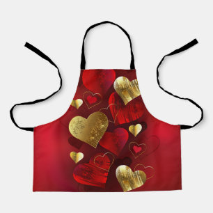 Goldene und rote Valentine Schürze