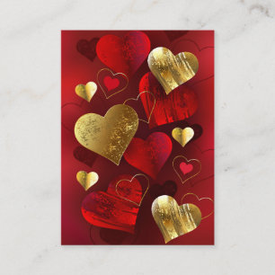 Goldene und rote Valentine Telefonnummerkarte