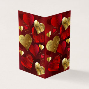 Goldene und rote Valentine Visitenkarten