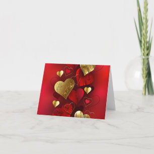 Goldene und rote Valentinskarten