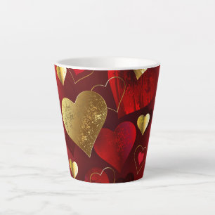 Goldene und rote Valentinskarten Milchtasse