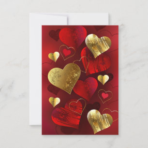 Goldene und rote Valentinskarten Mitteilungskarte