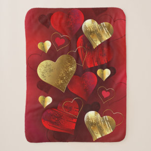 Goldene und rote Valentinskarten Sherpadecke