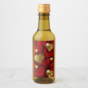Goldene und rote Valentinskarten Weinetikett
