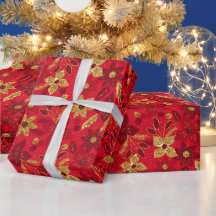 Goldene und rote Weihnachtspoinsettien-Blumen