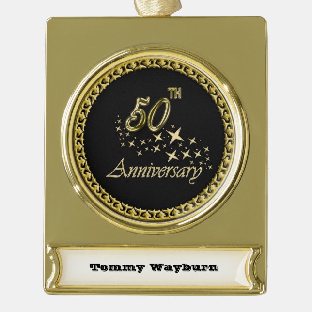 Goldene und schwarze 50-jährige Jubiläumsfeier Banner-Ornament Gold (Vorderseite)