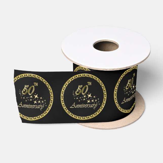 Goldene und schwarze 50-jährige Jubiläumsfeier Satinband (Spule)