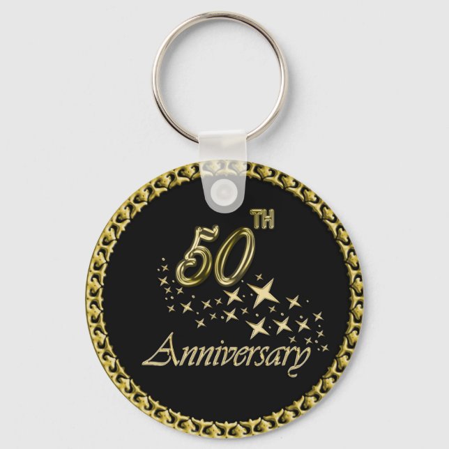 Goldene und schwarze 50-jährige Jubiläumsfeier Schlüsselanhänger (Vorderseite)