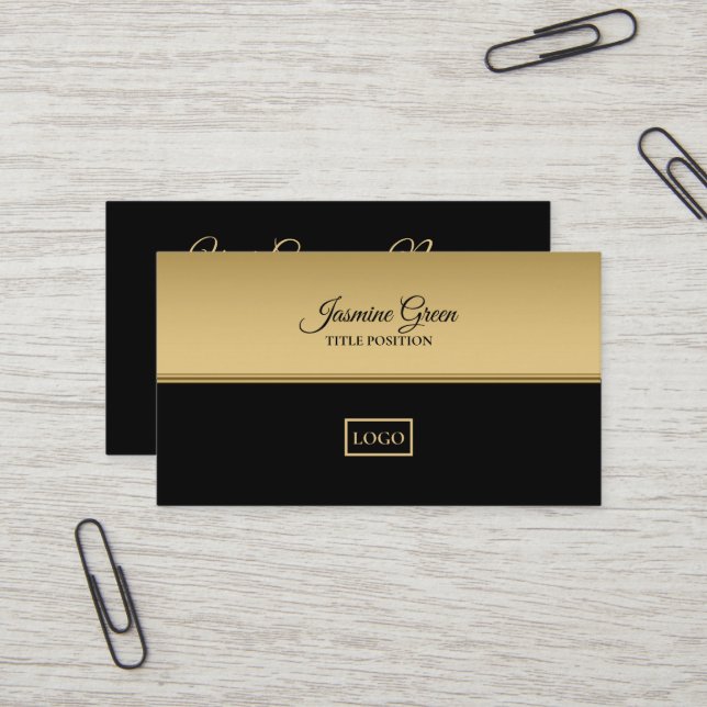 Goldene und schwarze Hintergrundgoldlinie Visitenkarte (Vorderseite/Rückseite Beispiel)