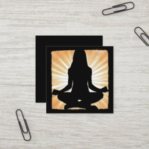 Goldene und schwarze Meditations-Yoga-Geschäftskar Quadratische Visitenkarte