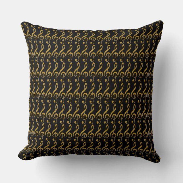 goldene und schwarze Noten Kissen (Vorderseite)