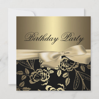 Goldene und schwarze Rose Leaf Bow Geburtstag Einl Einladung