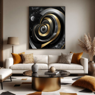 Goldene und silberne kosmische Spirale Poster