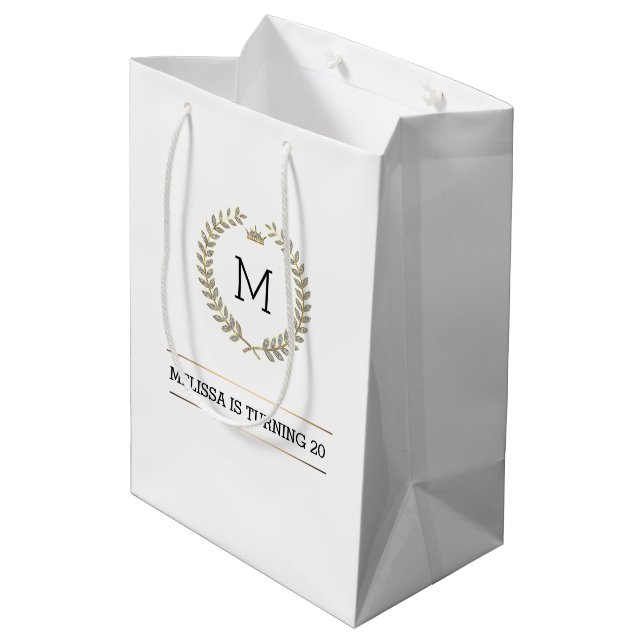 Goldene und silberne Lorbeerkränke Mittlere Geschenktüte (Rückseite Schrägansicht)