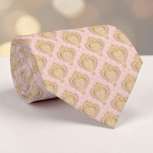 Goldene und staubrosa elegante Herz-Krawatte Krawatte