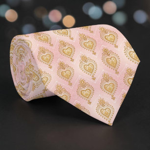 Goldene und staubrosa elegante Herz-Krawatte Krawatte