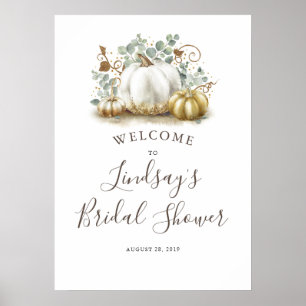 Goldene und weiße Kürbisse Herbst Brause Welcome Poster